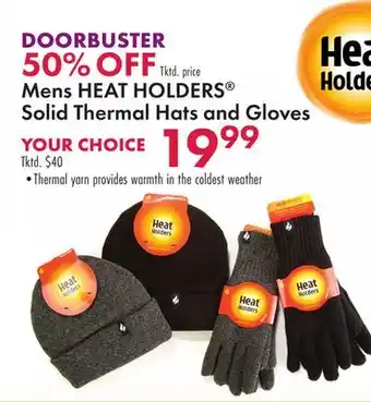 Boscov's Mens heat holders solid thermal hats and gloves offer