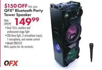 Boscov's Qfx bluetooth party tower speaker offer