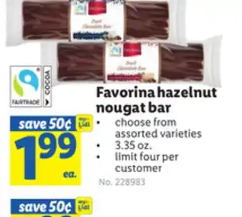 Lidl Favorina hazelnut nougat bar offer