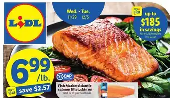 Lidl Fish market atlantic salmon fillet, skin on offer
