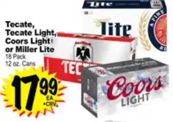 Superior Grocers Tecate, tecate light, coors light or miller lite 18 pack offer
