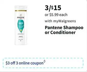 Walgreens Pantene shampoo or conditioner offer