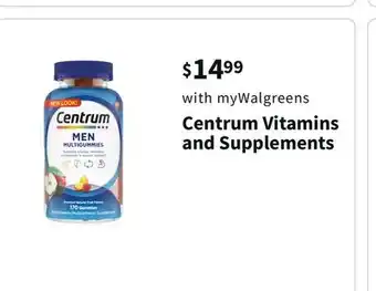 Walgreens Centrum vitamins and supplements offer