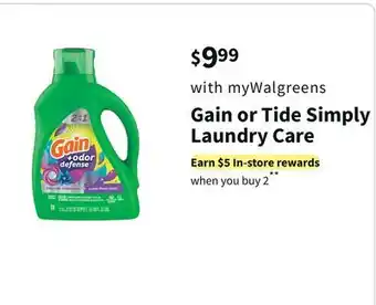 Walgreens Gain or tide simply laundry care offer