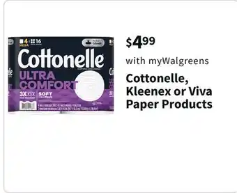 Walgreens Cottonelle, kleenex or viva paper products offer