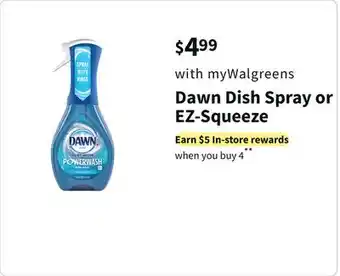 Walgreens Dawn dish spray or ez-squeeze offer