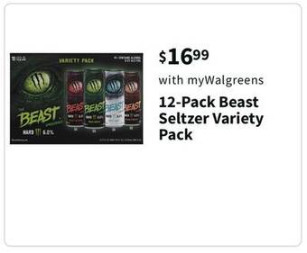Walgreens 12-pack beast seltzer variety pack offer
