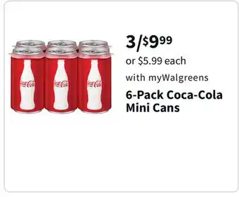 Walgreens 6-pack coca-cola mini cans offer