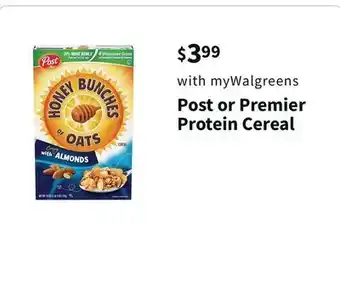 Walgreens Post or premier protein cereal offer
