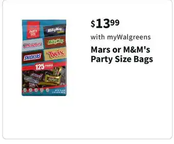 Walgreens Mars or m&m's party size bags offer