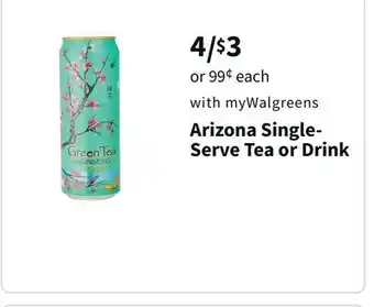 Walgreens Arizona single-serve tea or drink offer