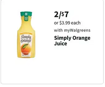 Walgreens Simply orange juice offer