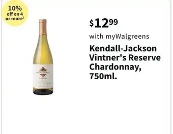 Walgreens Kendall-jackson vintner's reserve chardonnay, 750ml offer