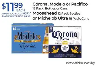 Rite Aid Corona, modelo or pacifico, moosehead, michelob ultra offer