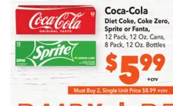 Vallarta Supermarkets Coca-cola diet coke, coke zero, sprite or fanta offer