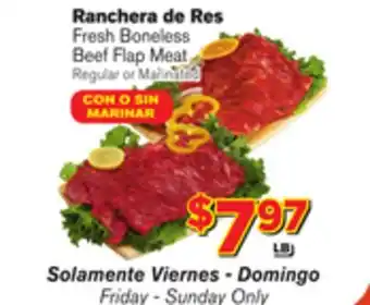 El Super Fresh Boneless beef flap meat offer