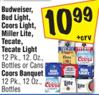 El Super Budweiser, bud light, coors light, miller lite, tecate, tecate light 12 pk., 12. oz., bottles or cans coors banquet 12 pk., 1 offer