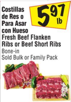 El Super Fresh beef flanken ribs or beef short ribs offer