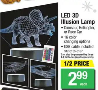 Menards Dinosaur color changing led 3d illusion table lamp offer