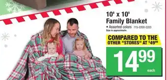 Menards 10' x 10' red plaid family blanket offer