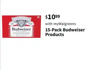 Walgreens 15-pack budweiser products offer