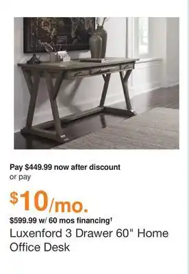 Ashley Furniture Luxenford 3 drawer 60 home office desk offer