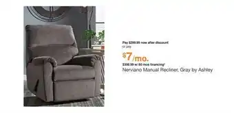 Ashley Furniture Nerviano manual recliner, gray by ashley offer