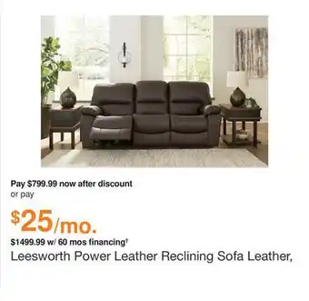 Ashley Furniture Leesworth power leather reclining sofa leather, dark brown by ashley offer