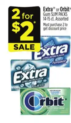 Dollar General Extra or orbit gum mega packs offer