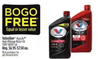 Dollar General Valvoline maxlife high mileage motor oil offer