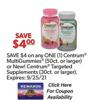 Commissary Multi Gummies Or New! Centrum Targeted Supplements offer