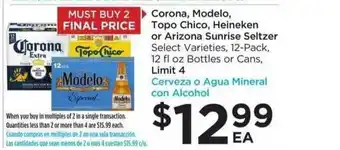 Food 4 Less Corona, Modelo, Topo Chico offer