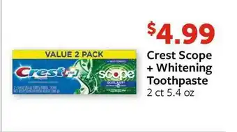 Fareway Crest Scope + Whitening Toothpaste offer