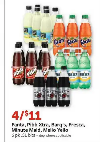 Fareway Fanta, Pibb Xtra, Barq's, Fresca, Minute Maid, Mello Yello offer
