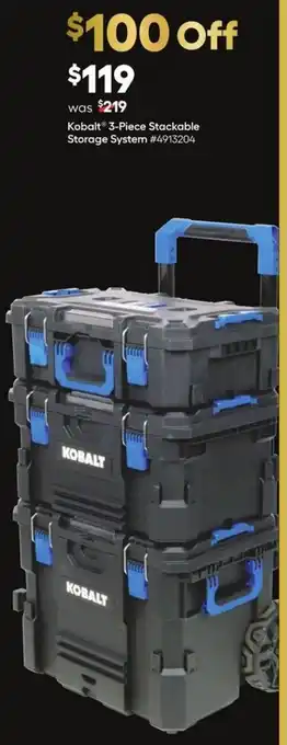 Lowe's Kobalt 3-Piece Stackable Storage System offer