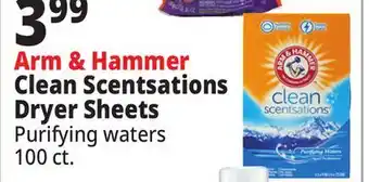 Ocean State Job Lot Arm & hammer clean scentsations purifying waters scented fabric softener sheets, 100 count offer