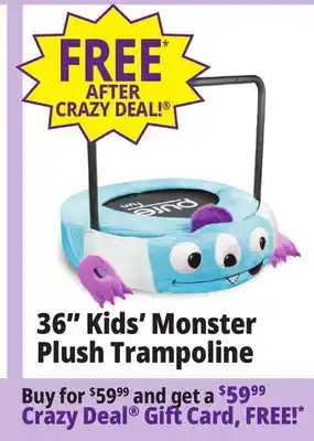 Ocean State Job Lot Pure fun 36 monster plush jumper trampoline with handrail offer