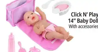 Ocean State Job Lot Click n' play 14 baby doll with accessories offer