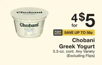 Fairway Store Market Chobani greek yogurt offer