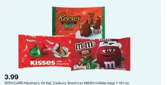 CVS Hershey's, kit kat, cadbury, brach's or m & m' s holiday bags 7-10.1 oz offer