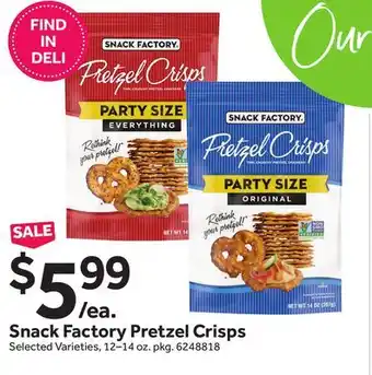 Stop&Shop Snack factory pretzel crisps offer