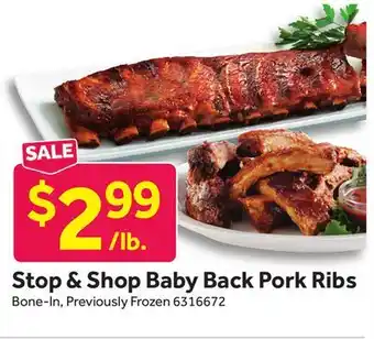 Stop&Shop Stop & shop baby back pork ribs offer