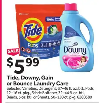 Stop&Shop Tide, downy, gain or bounce laundry care offer