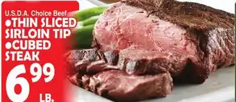 Bravo Supermarkets Thin sliced sirloin tip, cubed steak offer