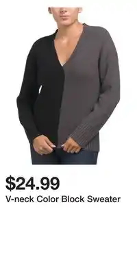 TJ Maxx V-neck color block sweater offer