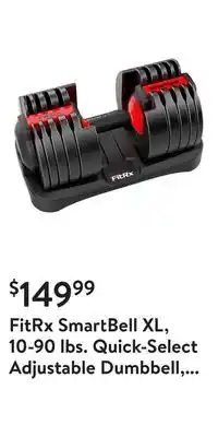 Walmart Fitrx smartbell xl, 10-90 lbs. quick-select adjustable dumbbell, black, single offer