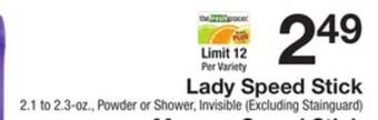 The Fresh Grocer Lady speed stick offer