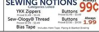 Hobby Lobby Sewing notions offer