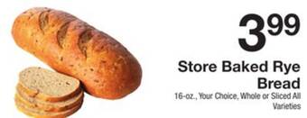 The Fresh Grocer Store baked rye bread offer