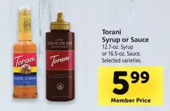 Safeway Torani Syrup or Sauce 12.7-oz. Syrup offer